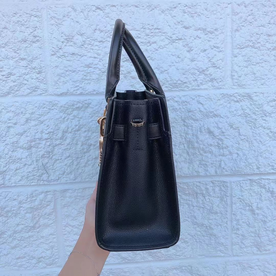 MICHAEL KORS 35F1GHMS1B HAMILTON SMALL SATCHEL SHOULDER LEATHER BAG IN BLACK MICHAEL KORS 35F1GHMS1B HAMILTON SMALL SATCHEL SHOULDER LEATHER BAG IN BLACK